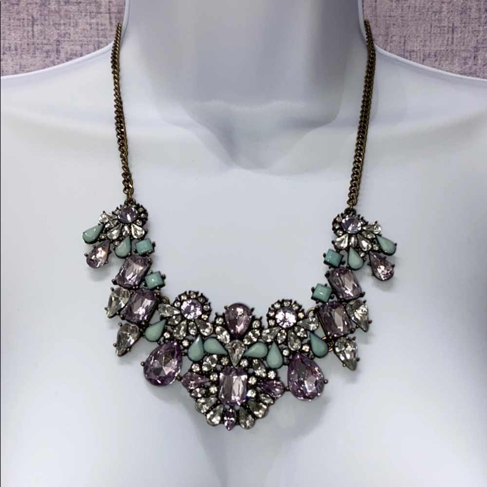 BaubleBar Turquoise Rhinestone Crystal Bib Ne…